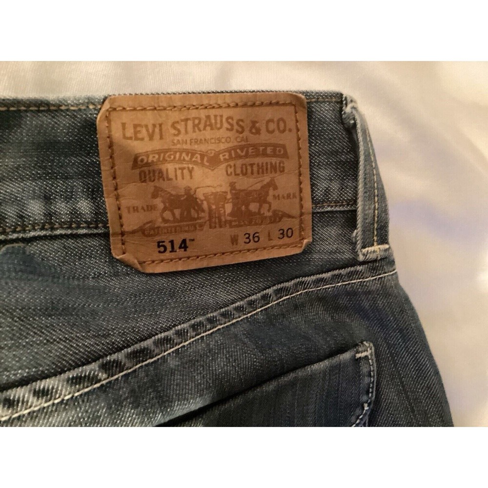 Levi's 514 Slim Straight Fit Stretch Jeans Mens 36x30 Medium Wash - Picture 5 of 7